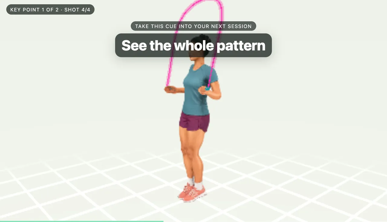 Shot 4: reveal shot with the cue “Take this cue into your next session: See the whole pattern”.